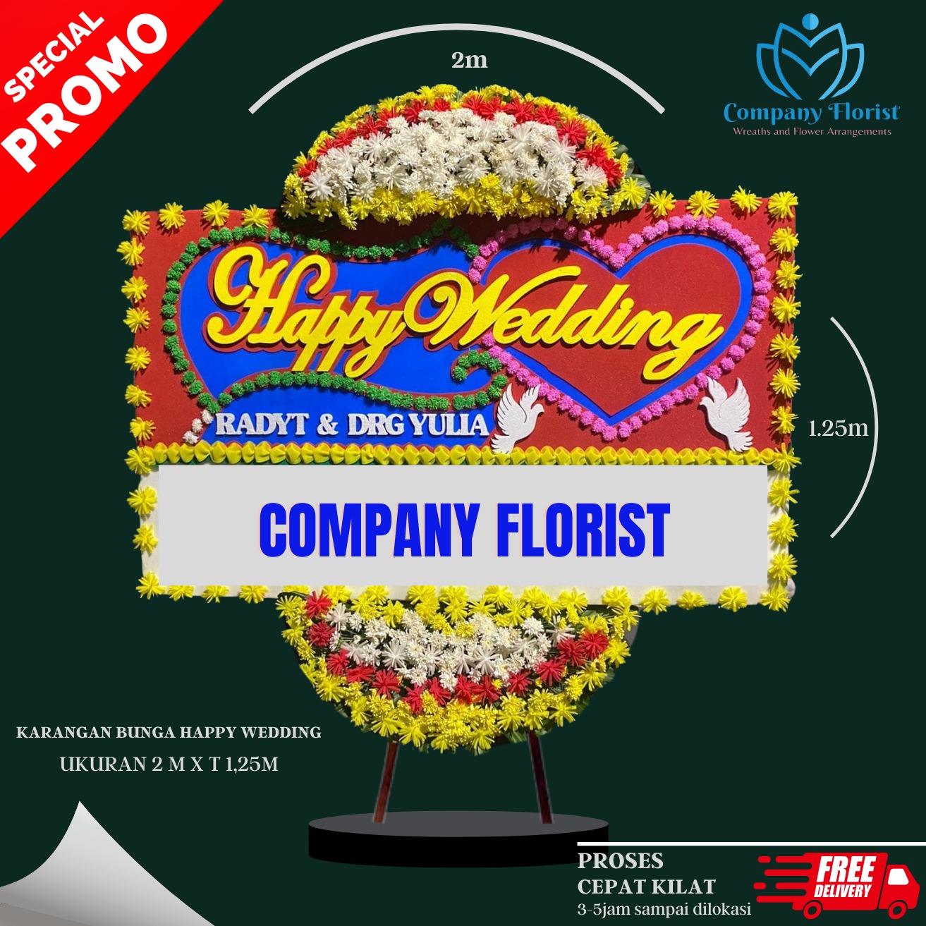 Papan Bunga Pernikahan Modern Minimalis – Company Florist